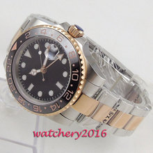40mm Bliger men's watch GMT black dial Rose Gold Plated luminous Ceramic Bezel sapphire glass automatic movement wrist watch men 2024 - buy cheap