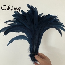 Sale 100pcs / lot cheap plumas feather, 14-16inch/35-40cm, natural Navy Blue rooster feathers DIY chicken feather jewelry plume 2024 - buy cheap