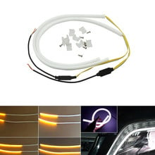 Ojos de Ángel de flujo secuencial DRL tira de tubo LED Flexible, luz de circulación diurna blanca, señal de giro, estilo de coche, 2x60cm, 45CN 2024 - compra barato