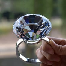 Wedding Decoration 8cm Crystal Glass Large Diamond Ring Romantic Proposal Marriage Props Home Ornaments Party Gifts Souvenirs 2024 - buy cheap