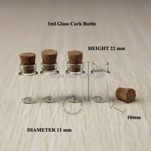 Wholesale 200pcs/lot 1ml Mini Glass Vials Bottles With Cork Stoppers Tiny Glass Bottle, Wishing bottle Free Shipping 2024 - buy cheap