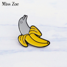 Pin de esmalte con forma de delfín de plátano para niños, broches de animales, insignia con icono divertido, botón de solapa, bolsa para ropa 2024 - compra barato