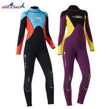 Teenagers One-piece Long Sleeve Diving Suit 2.5MM Neoprene Thick Warm Wetsuit Girls Swimwear Rash Guards Snorkeling Surfing Suit 2024 - buy cheap