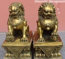 Estatua de 18 "de bronce chino, perro guardián, puerta, León, Leo, niño, par de animales 2024 - compra barato