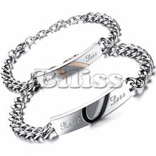 Pulsera clásica de acero inoxidable con forma de corazón para hombre y mujer, brazalete de identificación con diseño de amor Real, 1 unidad 2024 - compra barato