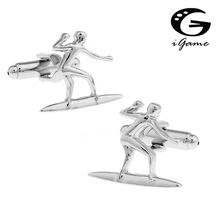 iGame Men Gift Skate Cuff Links Silver Color Copper Material Novelty Sport Design Free Shipping 2024 - buy cheap