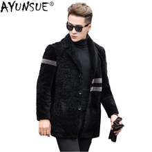 AYUNSUE Real Fur Coat Autumn Winter Sheep Shearing Wool Jacket Plus Size Long Men Fur Coat Ropa Hombre Invierno GY8715 KJ1601 2024 - buy cheap