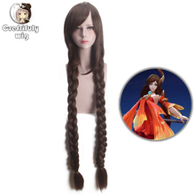 Peruca longa marrom com cabelo sintético, 120cm, 5v5, para cosplay, fantasia de halloween, festas, para mulheres 2024 - compre barato