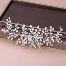 FORSEVEN Shining Crystal Rhinestone Leaf Hair Combs Headpieces Hair Jewelry for Women Bride Noiva Wedding Party Headbands 2024 - buy cheap