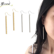 Gold & Silver Long Vertical Bar Drop Earrings For Women Minimalist Piercing Jewelry Geometric Dangle Earrings Brincos Bijoux 2024 - buy cheap