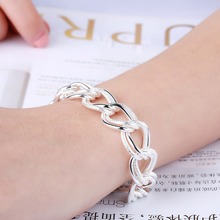 Silver 925 Bracelets for Women Double Link Chain Bracelet & Bangles Wristband Pulseira Femme Fashion Jewelry Christmas Gifts 2024 - buy cheap