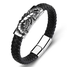 2021 Men Bracelet Punk Scorpion Bangle Black Weaving Charm Rope Chain  Leather Bracelet Stainless Steel Fashion Bracelets Gifts 2024 - buy cheap