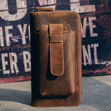 Men Wallet Clutch 100% Genuine Leather Rfid Portomonee Vintage Wallet Male Organizer Cell Phone Clutch Bag Long Coin Purse 2024 - buy cheap