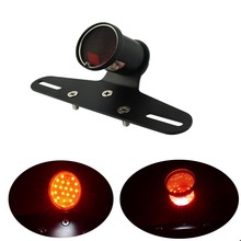 Lâmpada de motocicleta led retrô personalizada, luz traseira para harley cafe racer scrambler, lâmpada de freio com placa de identificação 2024 - compre barato