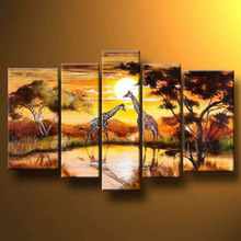 5 peças pintadas à mão por a água-tela moderna arte de parede decoração de paisagem pintura a óleo arte de parede 2024 - compre barato