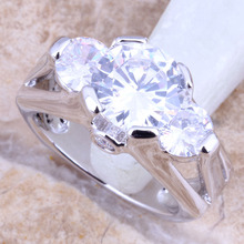 Flawless White CZ Silver Plated  Women's Jewelry Ring Size 6 / 7 / 8 / 9 R1451 2024 - buy cheap