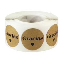 500Roll 1inch Gracias Spanish Thank You Natural Kraft Stickers for Wedding decoration Envelope Seal labels DIY Party Supplies 2024 - buy cheap