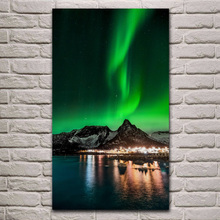 beautiful nightscape aurora northern lights vertical fabric posters on the wall picture home living room decoration KH053 2024 - buy cheap