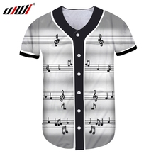 Футболка UJWI Мужская Спортивная, бейсбольная рубашка с 3D принтом музыкальных нот, из спандекса, большие размеры 5XL, на осень 2024 - купить недорого