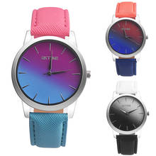 Retro Rainbow Design Leather Band Analog Alloy Quartz Wrist Watch 2024 - buy cheap