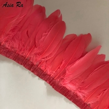 Hot Selling 29 Colors for Choosing Goose feather trims 10 meter water melon geese feather ribbons 15-20cm Duck feather fringes 2024 - buy cheap