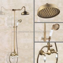 Grifo de ducha de latón antiguo 8 "ducha de lluvia doble manijas con ducha de mano Kan507 2024 - compra barato