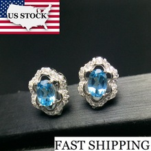 USA STOCK Uloveido Natural Blue Topaz Stud Earrings for Women,925 Sterling Silver Star Earrings for Women 20% FR193 2024 - buy cheap