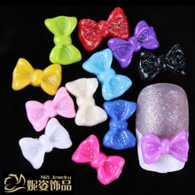 New  200pcs  11x8x3mm  3D beauty  Glitter  bowknot  nail decoration   free shipping 2024 - buy cheap