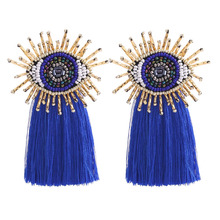 Sehuoran Brand Ethnic Long Tassel Earrings Women 2019 Boho Eye Beads Design Drop Earrings Women Statement Jewelry Oorbellen Gift 2024 - buy cheap