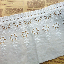 Telas de encaje bordado de algodón para 100%, adornos de encaje bordado de Eyelt, accesorios de costura de la ropa, color blanco, 12cm 2024 - compra barato