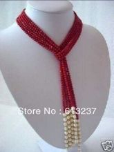 Fashion 5mm red artificial coral white pearl round beads scarf necklace for women fashion jewelry making 50inch MY4603 2024 - buy cheap