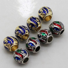 5pcs/lot Ethnic Enamel Round Alloy Spacer Beads 8x8.5mm Cloisonne Handmade Large Hole Charm Beads Findings DIY Jewelry Making 2024 - buy cheap
