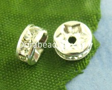 DoreenBeads 30PCs Silver Plated Rhinestone Rondelles Spacers Beads 7mm Dia. (B01594), yiwu 2024 - buy cheap