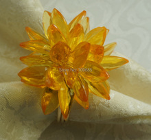 yellow crystal flower napkin ring,wedding,plastic decoration napkin holder 2024 - buy cheap