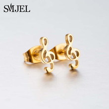 Rock Music Note Earrings Gold Stainless Steel Lovely Small Ear Studs for Women Fashion Earings Jewelry Gifts bijoux femme 2024 - buy cheap