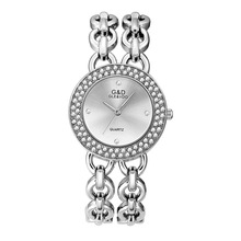 G & D-relojes de plata para mujer, accesorio de marca de lujo, cristal, vestido, sencillo, de cuarzo, regalo femenino 2024 - compra barato