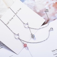 New Fashion Temperament Cute Animal 925 Sterling Silver Jewelry Hollow Cat Strawberry Crystal Gift Bracelets  SB112 2024 - buy cheap