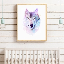 Póster de acuarela con estampado de lobo para decoración de pared de habitación de niños, cuadro artístico de pared de animales del bosque, pintura en lienzo 2024 - compra barato