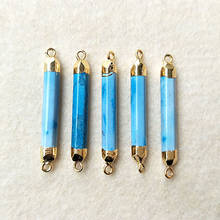 10pcs Gold Plated column shape Howlite agate Turquoise Connector Double Bails For DIY Making Bracelet necklace Jewelry CT20 2024 - buy cheap
