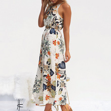 Summer Bohemian Style Long Dress Sleeveless Backless Ankle-length Fit Flare O Neck Flower Clothing Party Fashion Ladies Dress B 2024 - buy cheap