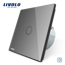 Free Shipping, Livolo EU Standard Timer Switch,AC 220~250V,VL-C701T-15(30s delay), Grey Glass Panel, LED Indicator Wall Switch 2024 - buy cheap