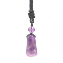 FYJS hecho a mano Natural de la armadura del púrpura piedras de amatista con colgante redondo collar de cuentas cilindro de joyería 2024 - compra barato