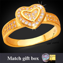 Anillo de corazón de Color amarillo dorado, regalo romántico, joyería de boda de moda AAA + anillo de compromiso de Zirconia cúbica para mujeres R1167 2024 - compra barato