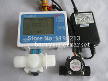 Water Flow Meter flowmeter hall flow sensor indicator Counter LCD display+ Flow Sensor + Solenoid valve +Power Adapter DN15 G1/2 2024 - buy cheap