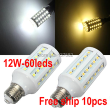 LED light lamps e27 led light 5050 e27 110V/220V 10Pcs/Lot Energy Efficient Corn Bulbs E27 5050 60LEDs Lamp 5050 SMD 12W 2024 - buy cheap