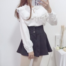 Recommend Nice Ruffles Layers Blouse Lolita Style Kawaii White Shirt Women Top Long Sleeve Chemise Femme Chemisier Blusa Mujer 2024 - buy cheap