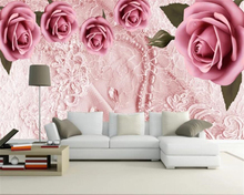 beibehang Customized living room wedding room decoration 3d wallpaper stereo romantic rose silk TV background wall 3d wallpaper 2024 - buy cheap