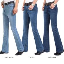 Free Shipping Men's High Quality Business Casual Boot Cut Jeans Mid Waist Flares Semi-Flared Bell Bottom Pants Size 27-38 2024 - buy cheap