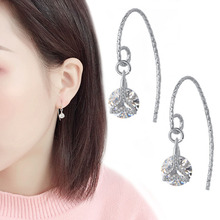 Pendientes de sirena de cristal para mujer, aretes de lujo de gran calidad, Color plateado, joyería y canapé para boda, los mejores regalos 2019 2024 - compra barato