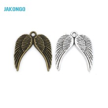 20pcs Vintage Antique Silver Plated Double Wings Charms Zinc Alloy Pendants for Jewelry Making DIY Handmade 21x19mm 2024 - buy cheap